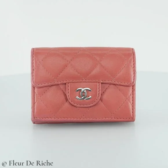 Chanel Classic Trifold Pink Flap Wallet Quilted Lambskin - Picture 2 of 10